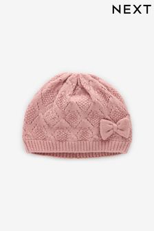 Pink Baby Pointelle Knitted Beanie (0mths-2yrs)