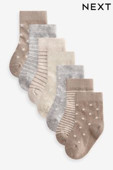 Neutral star stripe Baby Socks 7 Pack (0mths-2yrs)