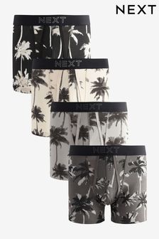 Black/White Palm Tree Print A-Front Boxers