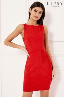lipsy red bandage dress