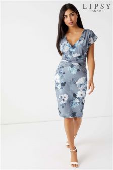 lipsy alana print structured bodycon dress