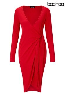 boohoo maternity wrap dress
