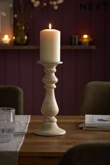 Brown Wood Pillar Candle Holder Brown Large