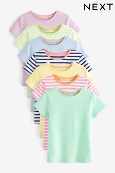 Multi 7 Pack Solid/Stripe T-Shirts (3-16yrs)