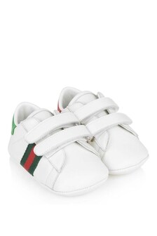 حذاء رياضي جلد أبيض للأطفال قبل سن المشي GUCCI من GUCCI Kids