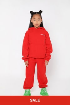 Balenciaga Kids Unisex Cotton Joggers in Red