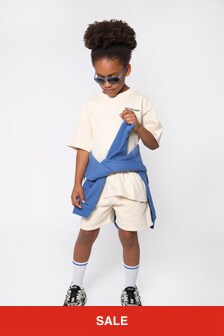 Balenciaga Kids Unisex Cotton Joggers in Cream