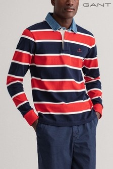 Sportswear Tops Men Gant Next Usa, Red White And Blue Rugby Shirt