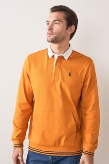 Amber Orange Long Sleeve Rugby Shirt