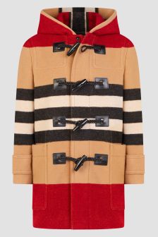 Burberry Kids Boys Icon Stripe Wool Duffle Coat