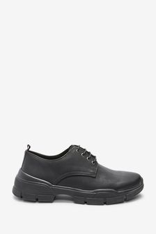 Black Chunky Sole Derby Shoes