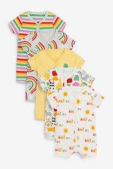 Bright Yellow Animal Baby 5 Pack Rompers (0mths-3yrs)