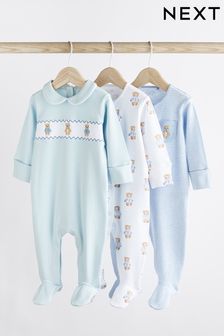 Blue Bear Baby Sleepsuits 3 Pack (0-2yrs)