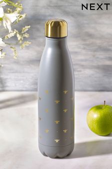 Grey Grey Bee Print Water Bottle