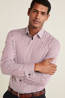 Burgundy Red Stripe Organic Cotton Stretch Shirt