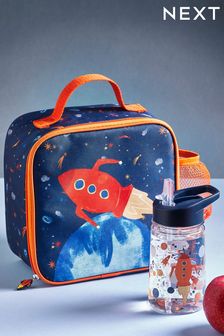 Navy Blue Navy Blue Space Lunch Bag And Water Bottle