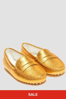 حذاء بنعل سميك ذهبي للبنات من Tods