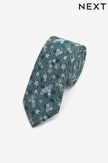 Green Ditsy Floral Pattern Tie