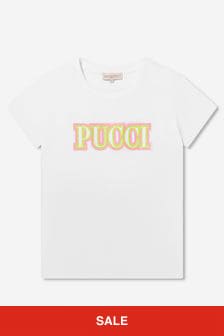 Emilio Pucci Girls Chest Logo T-Shirt in Ivory