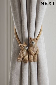 Natural Set of 2 Natural Magnetic Barnaby The Bear Curtain Tie Backs
