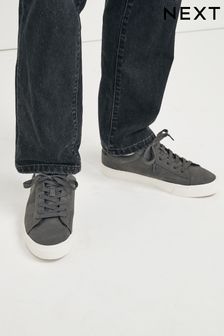 Grey Perforated Side Trainers