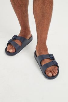 Navy Blue Two Buckle Sandals