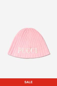 Emilio Pucci Baby Girls Merino Wool Logo Hat in Pink