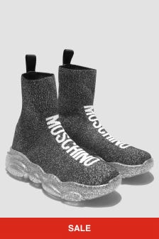 حذاء رياضي فضي للبنات من Moschino Kids