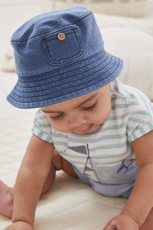 Blue Denim Baby Summer Bucket Hat (0mths-2yrs)