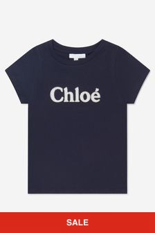 Chloe Kids Girls Organic Cotton T-Shirt in Navy
