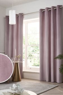 Mauve Purple Mauve Purple Matte Velvet Lined Eyelet Curtains