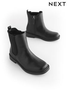 Black Square Toe Chelsea Boots