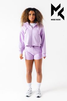 Lilac Purple Miss Kick Womens Boxy Zip Through Hoodie