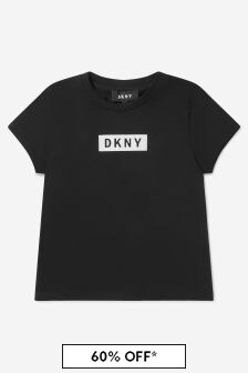 تيشرت قطن عضوي بشعار للبنات من DKNY