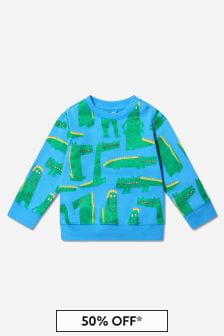 Stella McCartney Kids Baby Boys Cotton Fleece Crocodile Sweatshirt in Blue