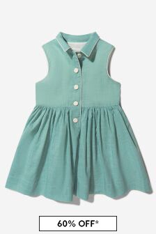 Bonpoint Girls Cotton Poplin Sleeveless Dress in Green