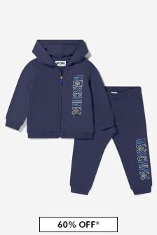 Moschino Kids Baby Unisex Cotton Logo Tracksuit in Navy