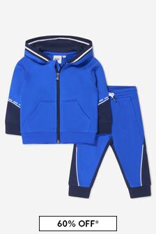بدلة رياضية قطن زرقاء بشعار للأولاد البيبي من Boss Kidswear