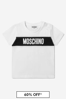 Moschino Kids Baby Boys Cotton Logo T-Shirt in White