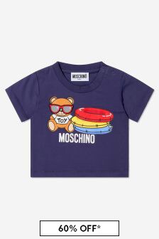 Moschino Kids Baby Cotton Summer Teddy Toy T-Shirt in Navy
