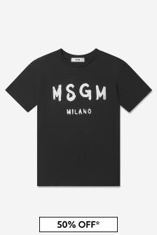 MSGM Girls Cotton Jersey Logo Dress in Black