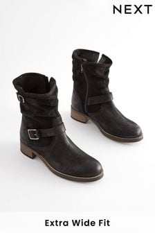 Black Forever Comfort® Leather Slouch Ankle Boots