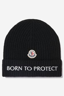 قبعة صوف سوداء للأطفال من Moncler Enfant