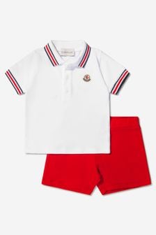 Moncler Enfant Baby Boys Polo Shirt And Shorts Set in White