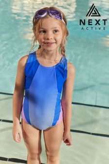 Blue Sports Cross-Back Swimsuit (3-16yrs)