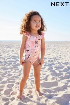 Pink Character Frill Sleeve Swimsuit (3mths-7yrs)