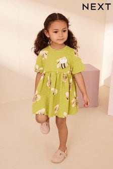 Green 100% Cotton Short Sleeve Jersey Dress (3mths-7yrs)