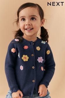 Navy Crochet Flower Cardigan (3mths-7yrs)