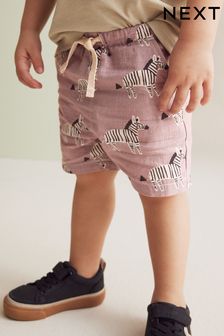 Lilac Purple Zebra Linen Blend Pull-On Shorts (3mths-7yrs)