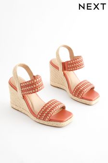 Orange Forever Comfort® Square Toe Weave Wedges